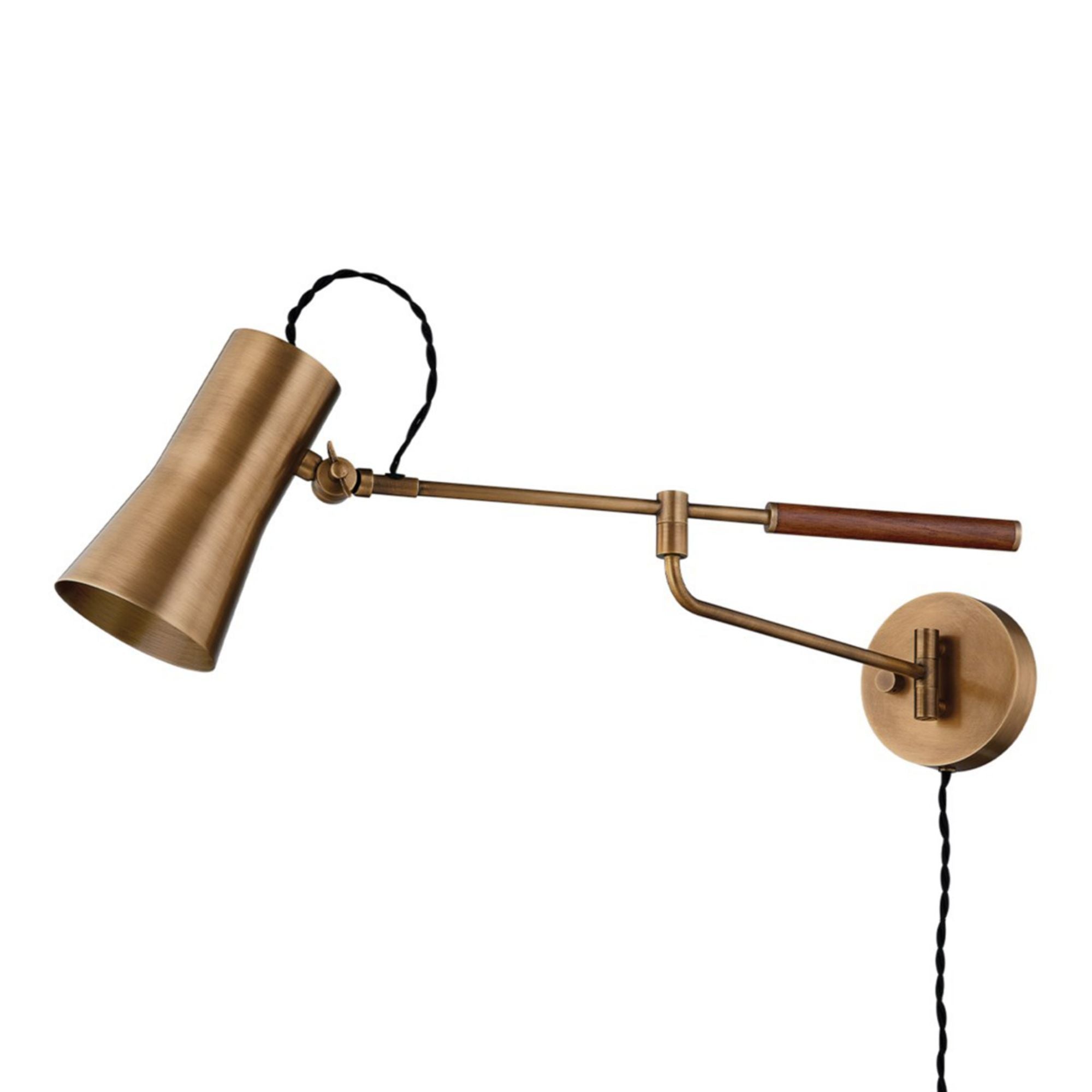 Novel Plug-In Sconce 1-Light LED in  Patina Brass 4.75L x 4.75W x 7.75H