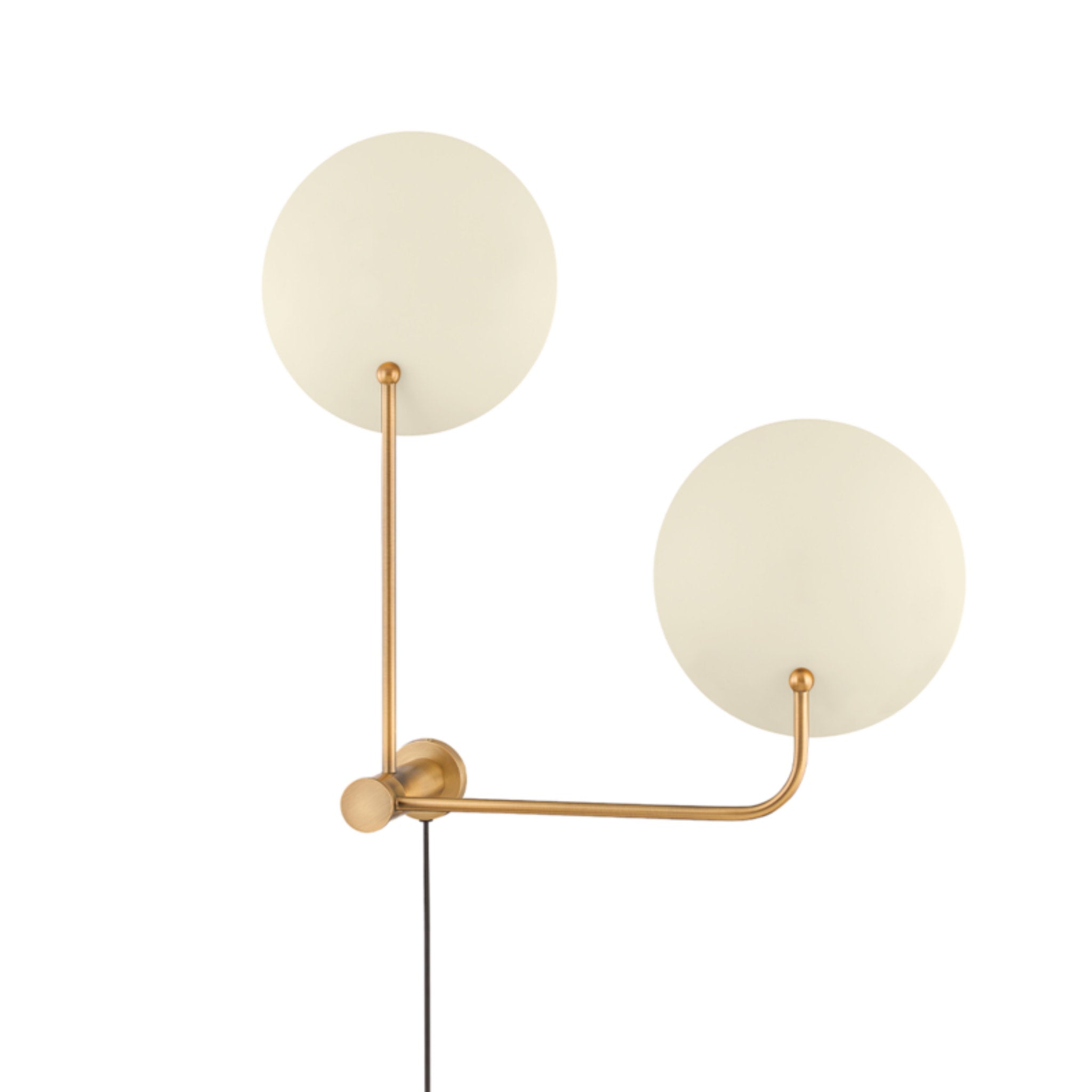 Leif Plug-In Sconce 2-Light LED in  Patina Brass And Soft Sand 24L x 24W x 41H