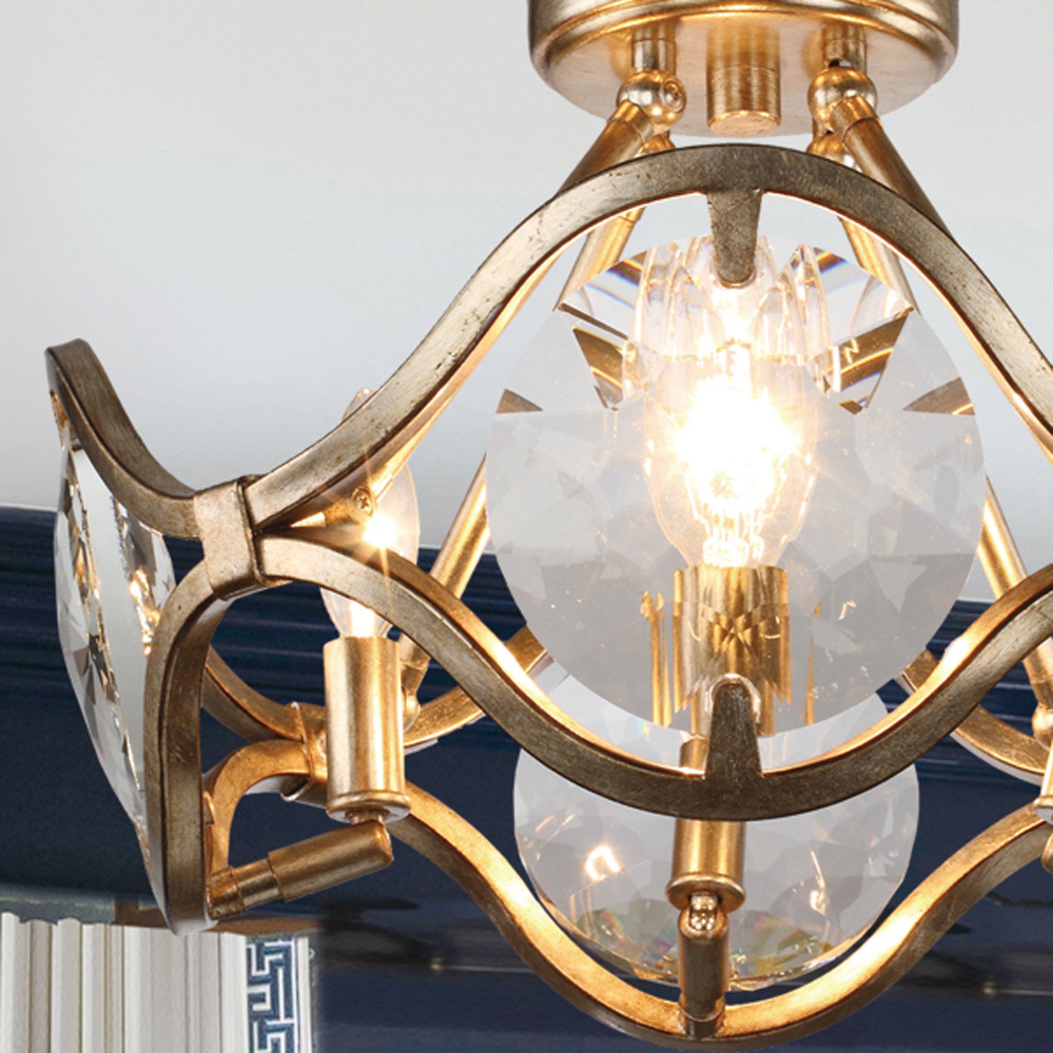 Quincy 16'' Distressed Twilight Semi Flush Mount Gold 16"W x 11.5"H x 16"D