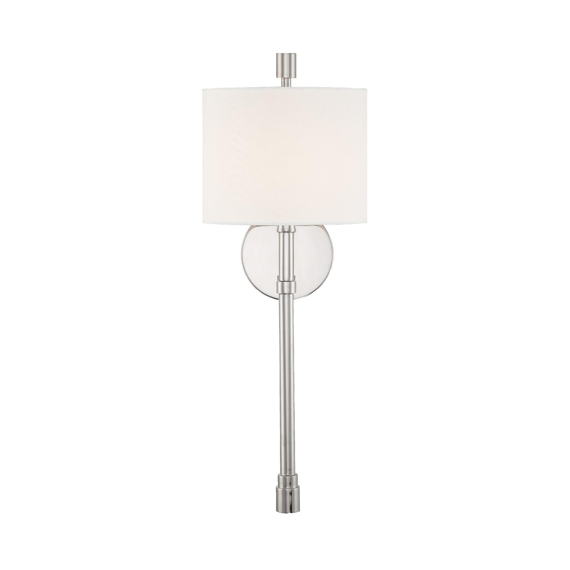 Rachel 1 Light Polished Nickel Sconce Silk Shade 8"W x 22"H x 7"D