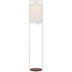Ray Booth Zenz Medium Floor Lamp in Polished Nickel and Walnut with Linen Shade