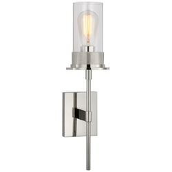 Ray Booth Beza Medium Tail Sconce in Polished Nickel with Clear Glass