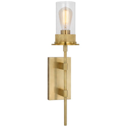 Ray Booth Beza Large Tail Sconce in Antique Brass with Clear Glass