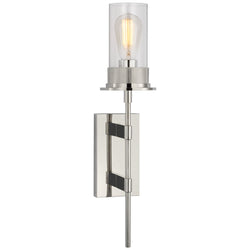 Ray Booth Beza Large Tail Sconce in Polished Nickel with Clear Glass