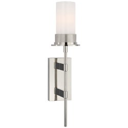 Ray Booth Beza Large Tail Sconce in Polished Nickel with White Glass