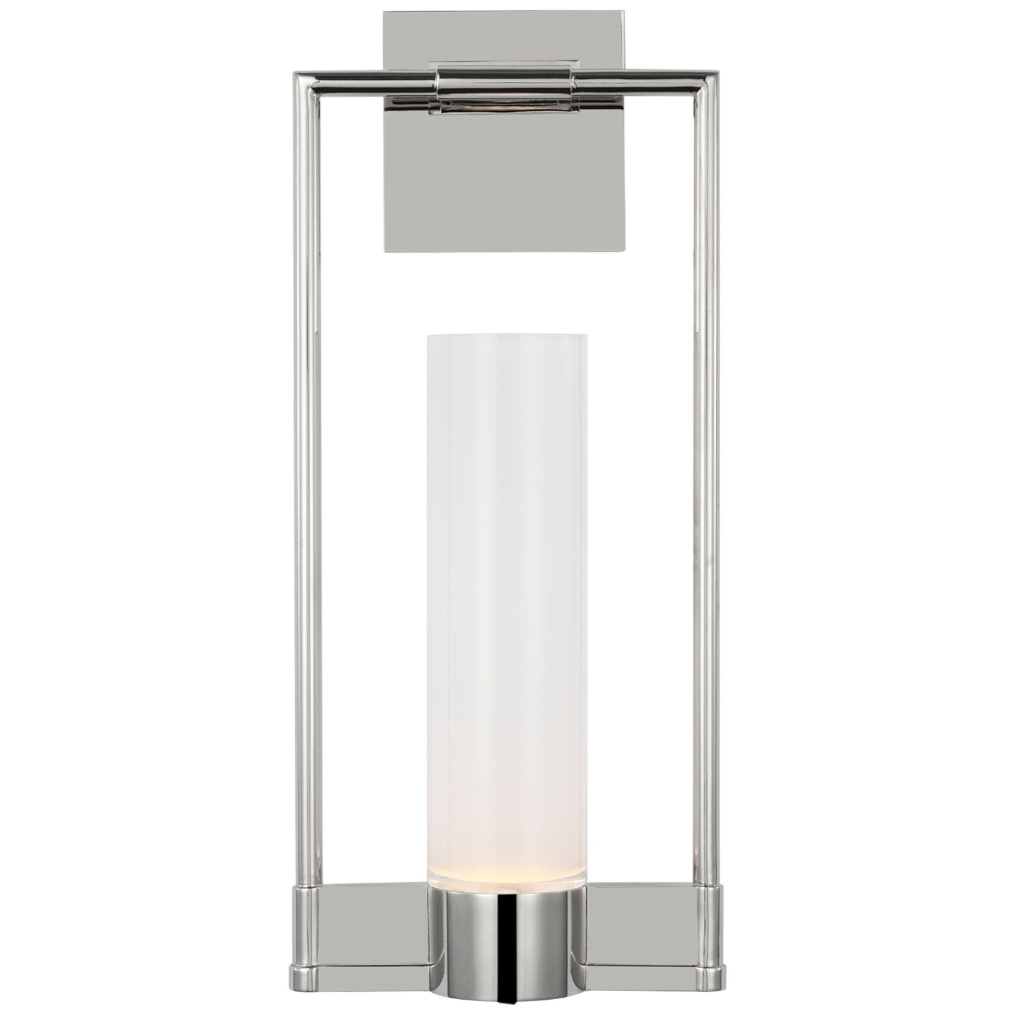Ray Booth Lucid Single Bracketed Sconce in Polished Nickel with Frosted Glass Wall Light W8" x H18"
