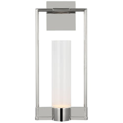 Ray Booth Lucid Single Bracketed Sconce in Polished Nickel with Frosted Glass