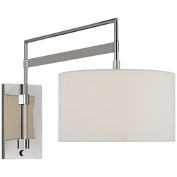 Ray Booth Gael Large Articulating Wall Light in Polished Nickel with Linen Shade