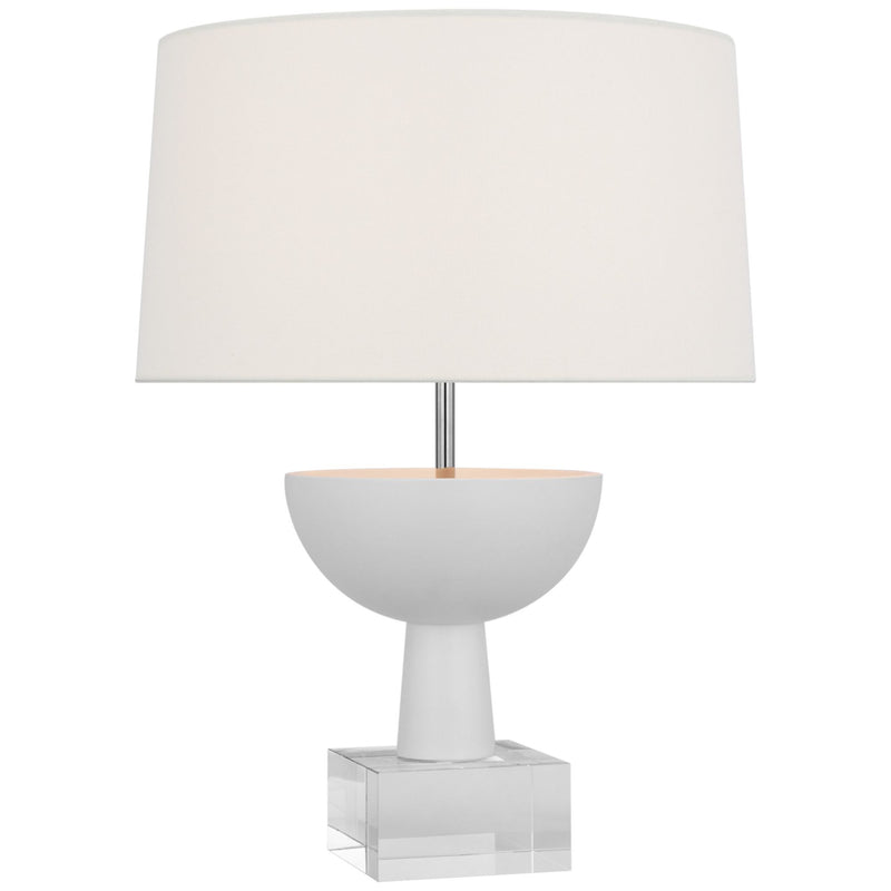 Ray Booth Eadan Medium Table Lamp in Plaster White with Linen Shade