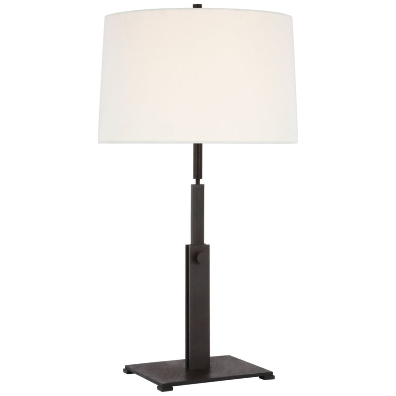 Ray Booth Cadmus Large Adjustable Table Lamp in Warm Iron with Linen Shade