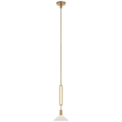 Ray Booth Argo 8" Pendant in Antique Brass with Bisque Shade