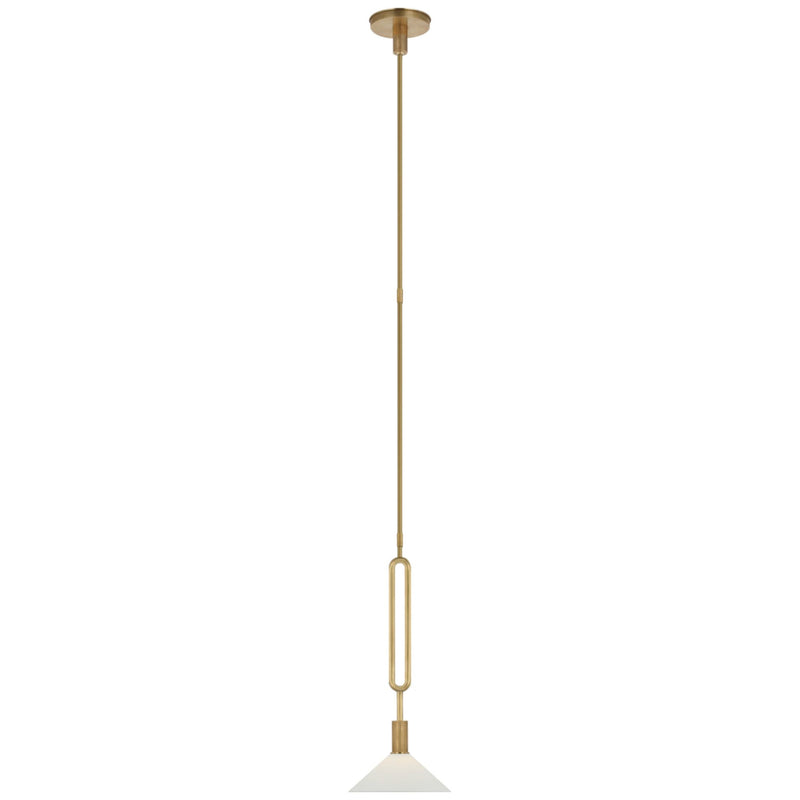 Ray Booth Argo 8" Pendant in Antique Brass with Bisque Shade