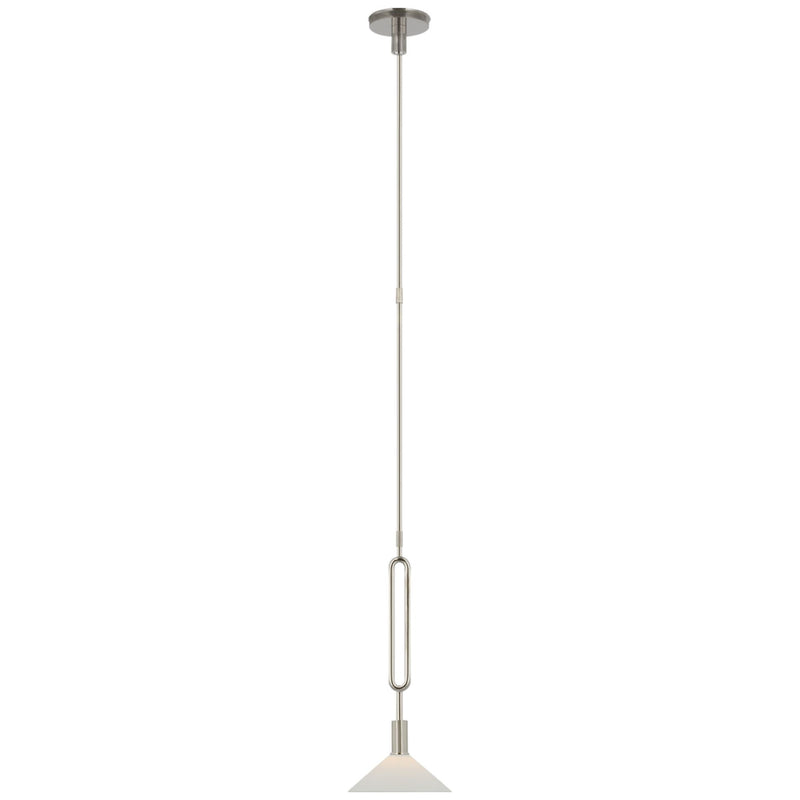 Ray Booth Argo 8" Pendant in Polished Nickel with Bisque Shade