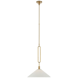 Ray Booth Argo 19" Pendant in Antique Brass with Bisque Shade