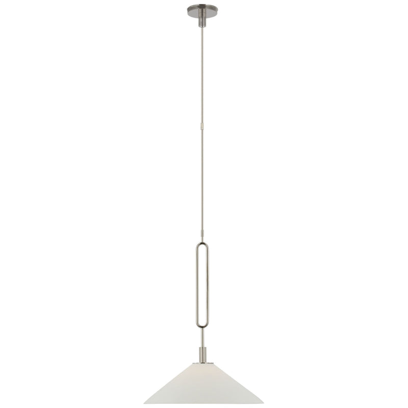 Ray Booth Argo 19" Pendant in Polished Nickel with Bisque Shade