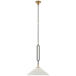 Ray Booth Argo 19" Pendant in Warm Iron and Antique Brass with Bisque Shade