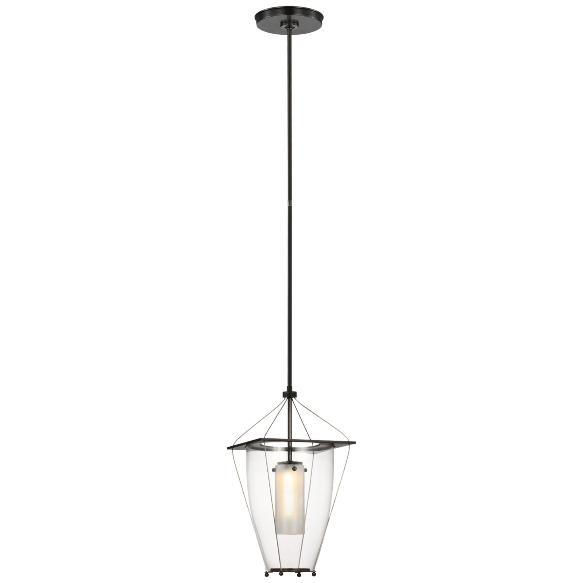 Ray Booth Ovalle 9" Lantern in Bronze with Clear Glass Ceiling Light W8.75"