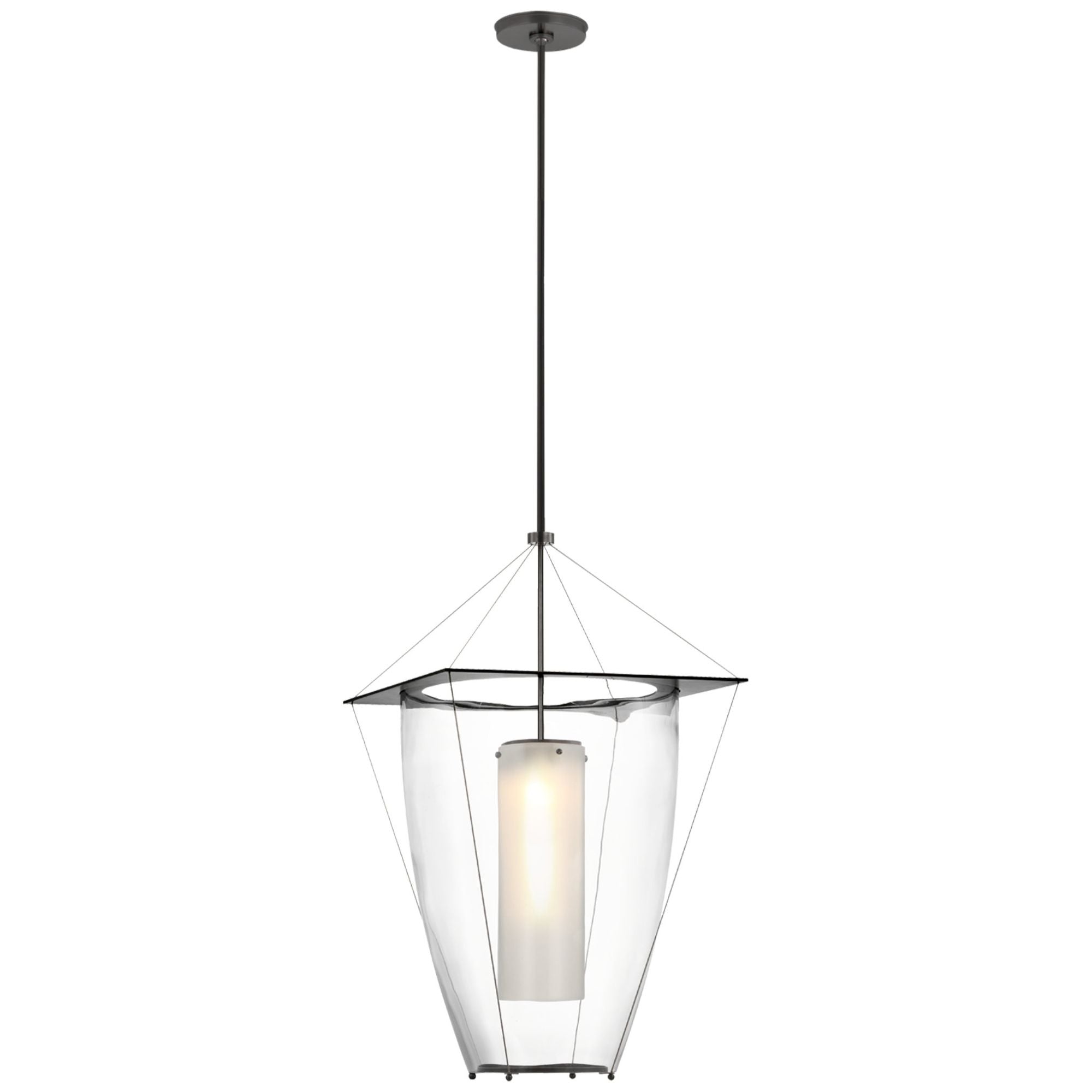 Ray Booth Ovalle 20" Lantern in Bronze with Clear Glass Ceiling Light W20"