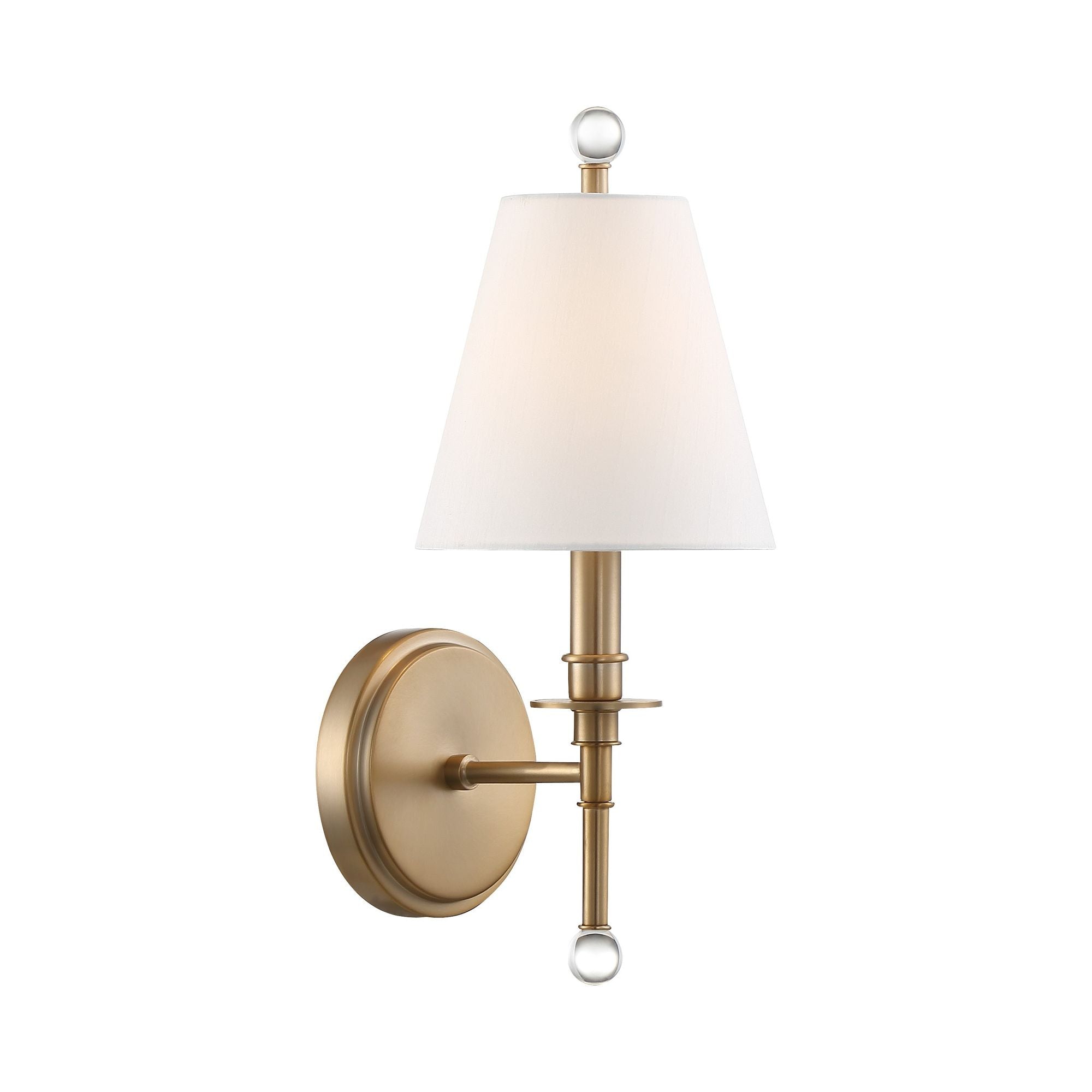 Riverdale 1 Light Aged Brass Sconce Glass Silk Shade 6"W x 14.5"H x 7"D