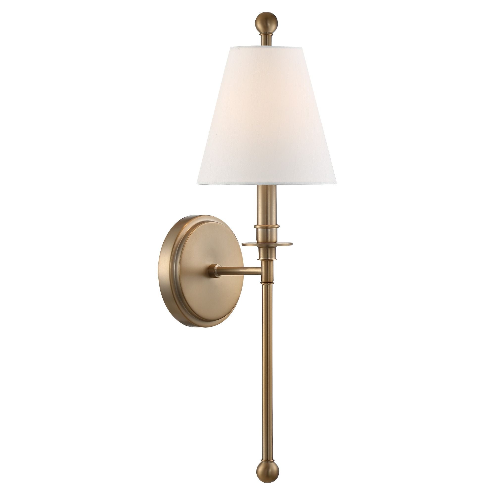 Riverdale 1 Light Aged Brass Sconce Glass Silk Shade 6"W x 14.5"H x 7"D