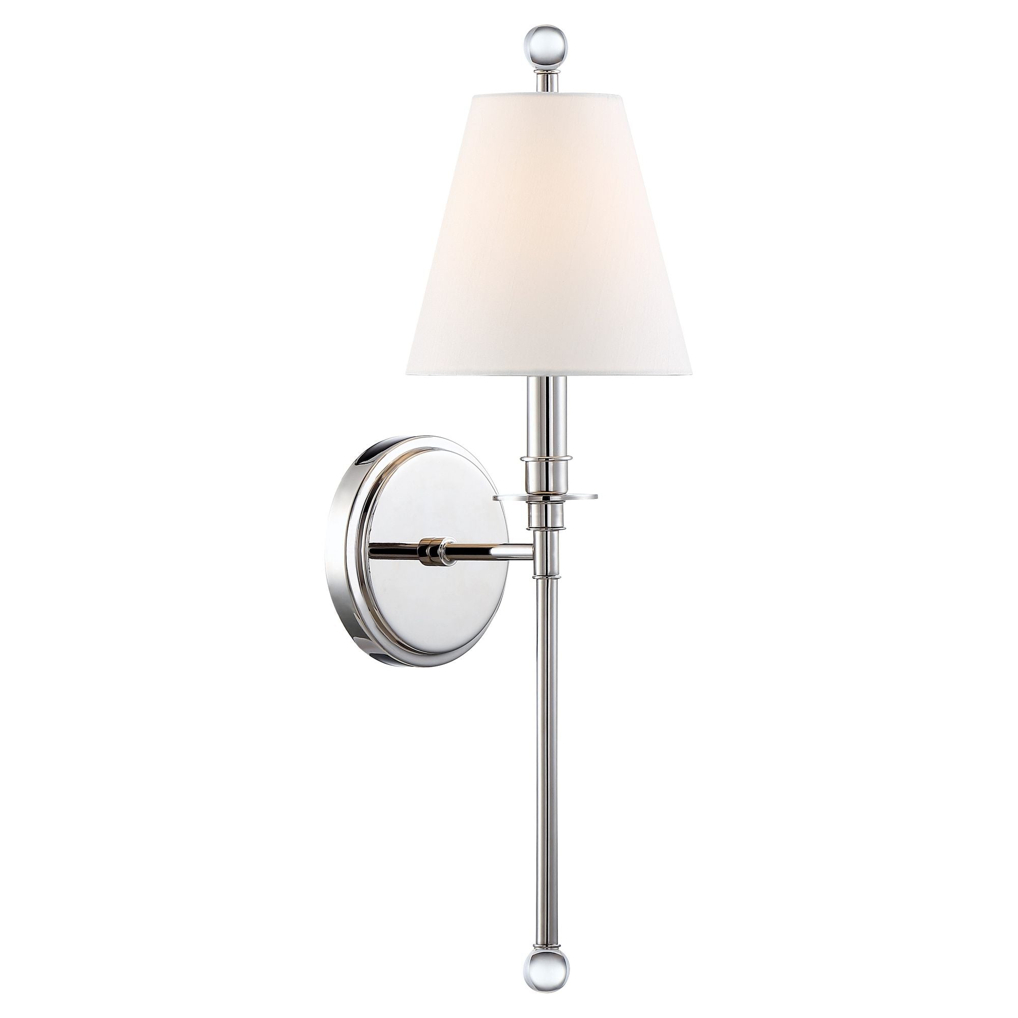 Riverdale 1 Light Polished Nickel Sconce Glass Silk Shade 6"W x 14.5"H x 7"D