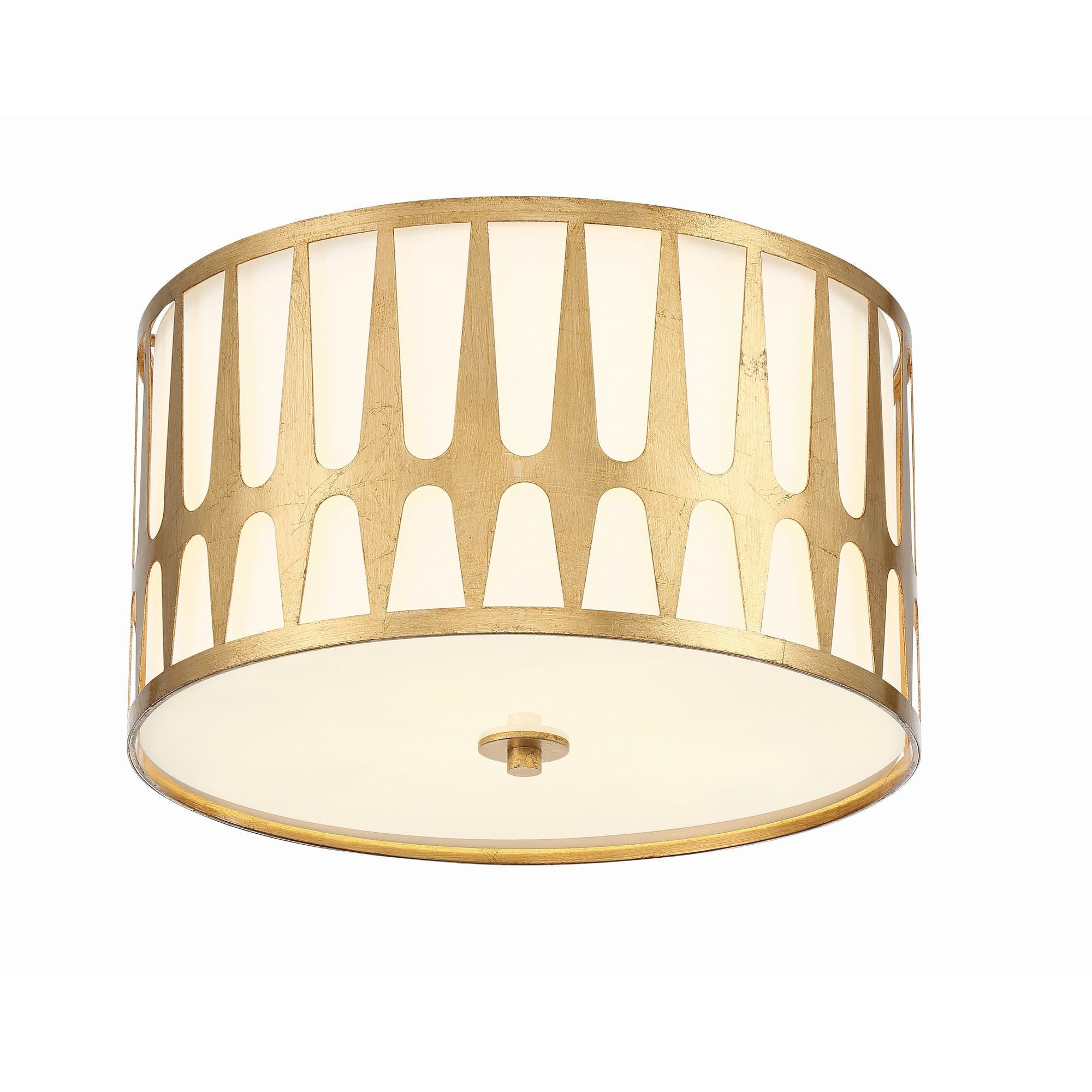 Royston 3 Light Antique Gold Flush Mount Silk Shade 18"W x 10.5"H x 18"D