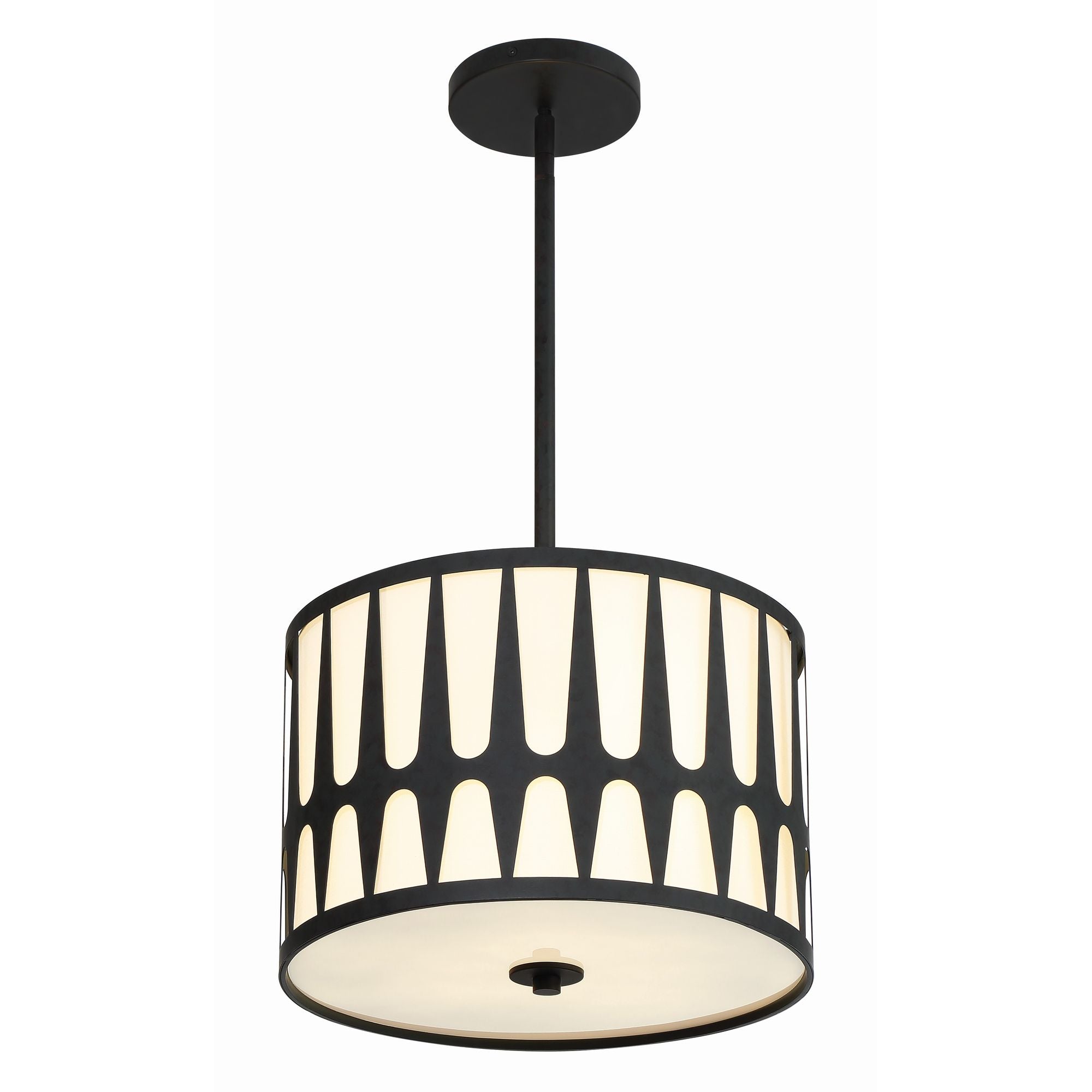 Royston 3 Light Black Pendant Silk Shade 15"W x 10.75"H x 15"D