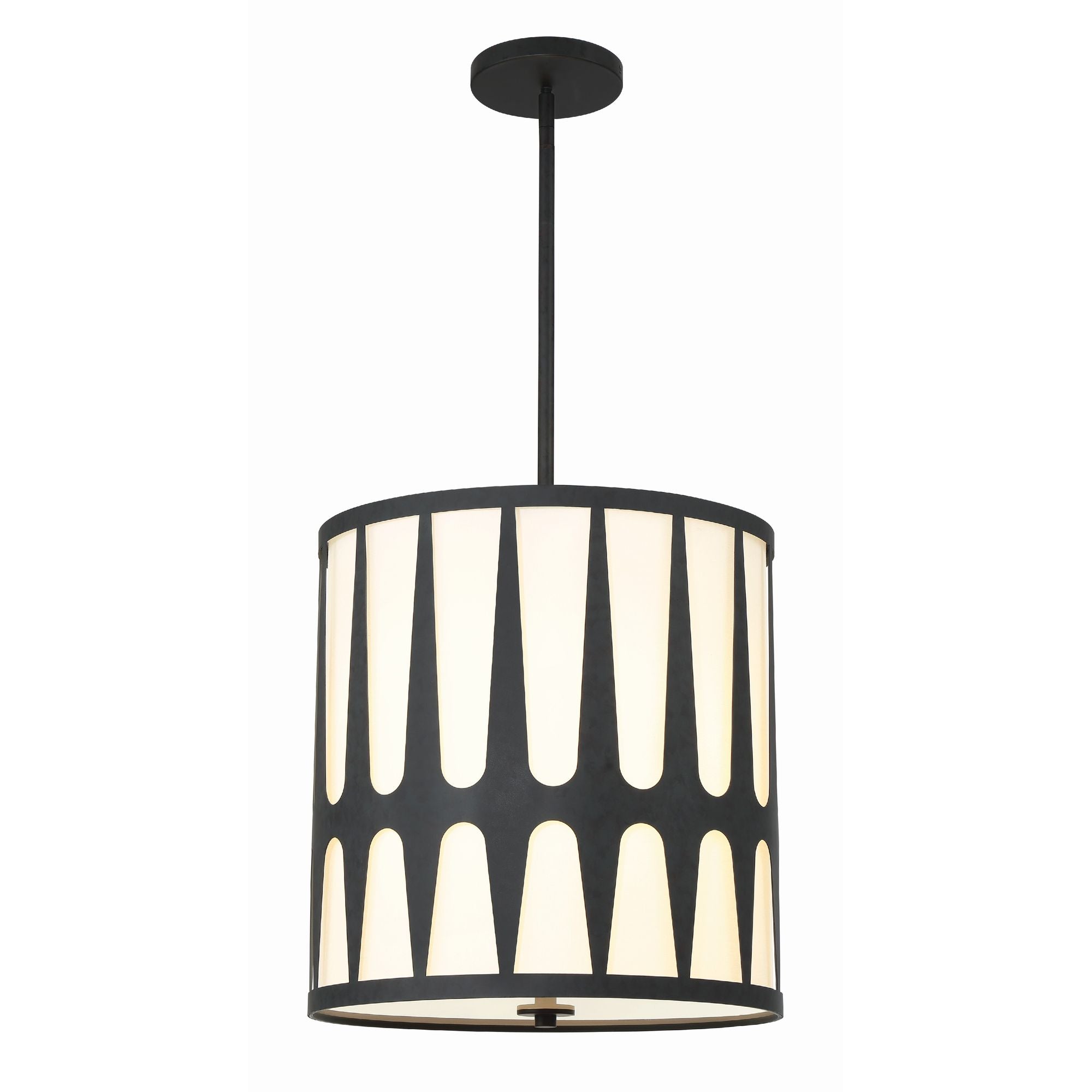 Royston 4 Light Black Pendant Silk Shade 17"W x 18.25"H x 17"D