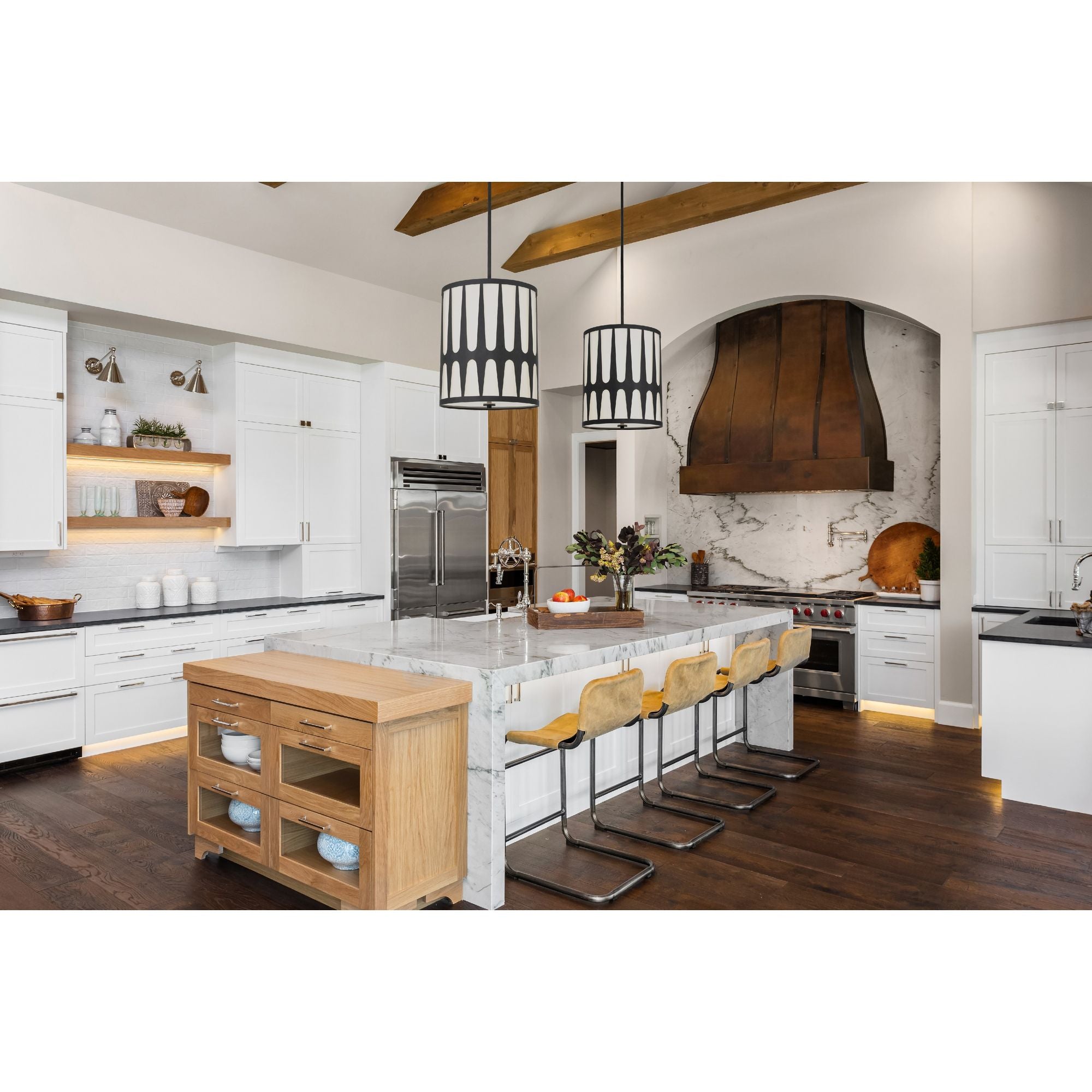 Royston 4 Light Black Pendant Silk Shade 17"W x 18.25"H x 17"D