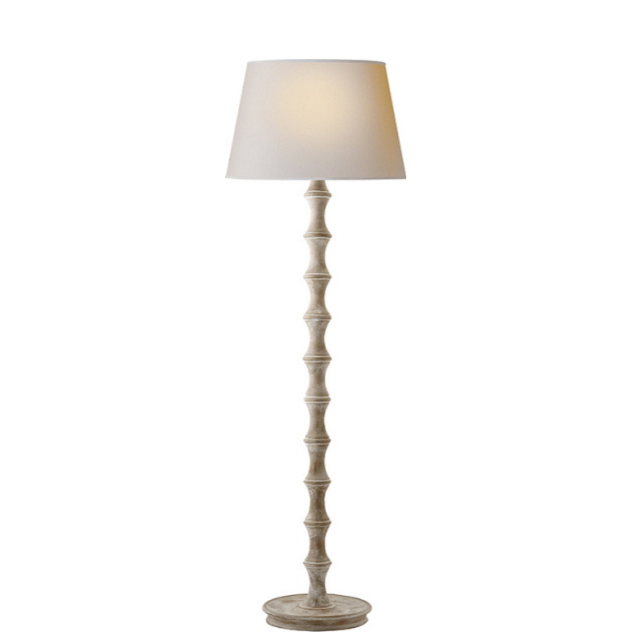 Visual Comfort Bamboo Floor Lamp in Belgian White with Natural Paper Shade