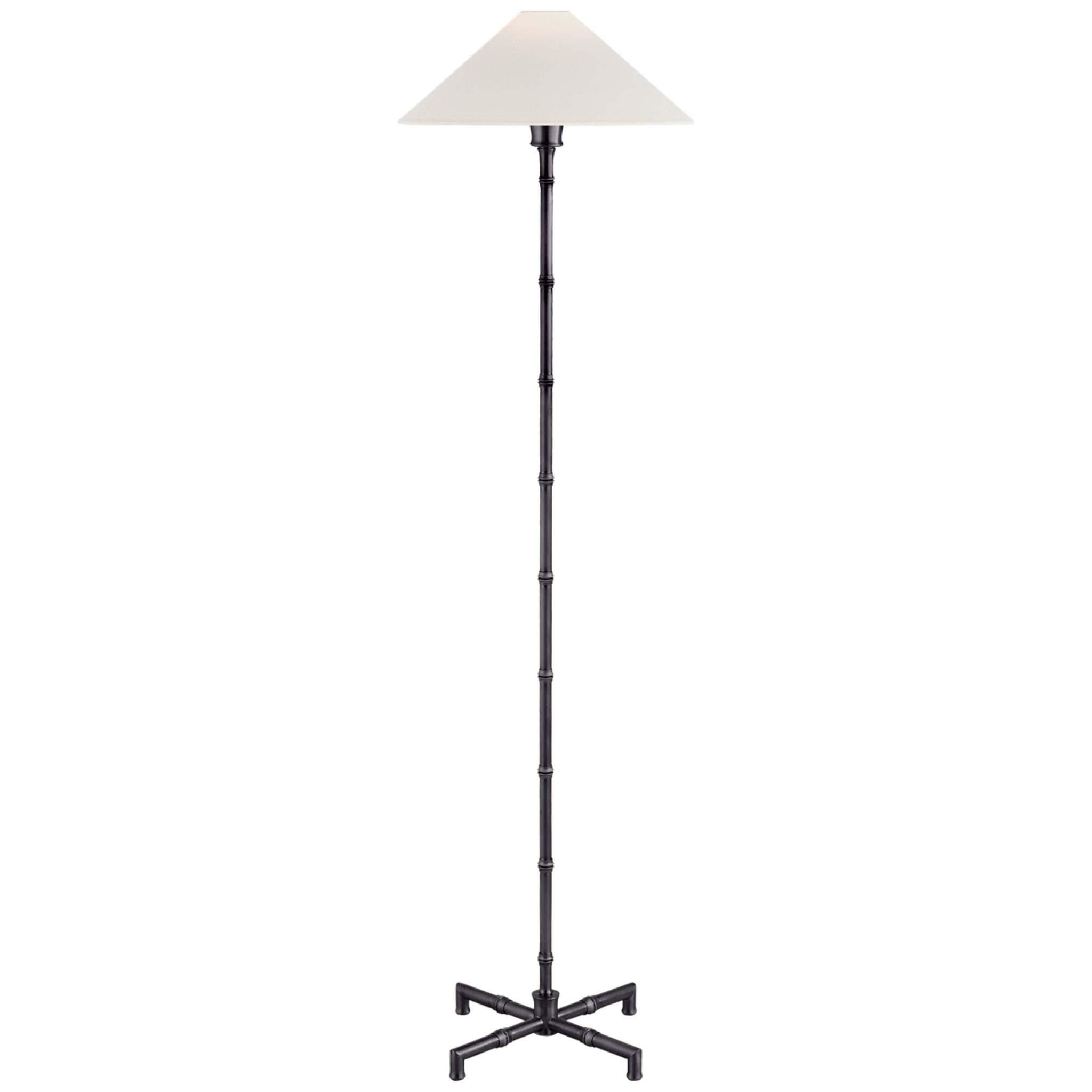 Visual Comfort Grenol Floor Lamp in Bronze with Linen Shade