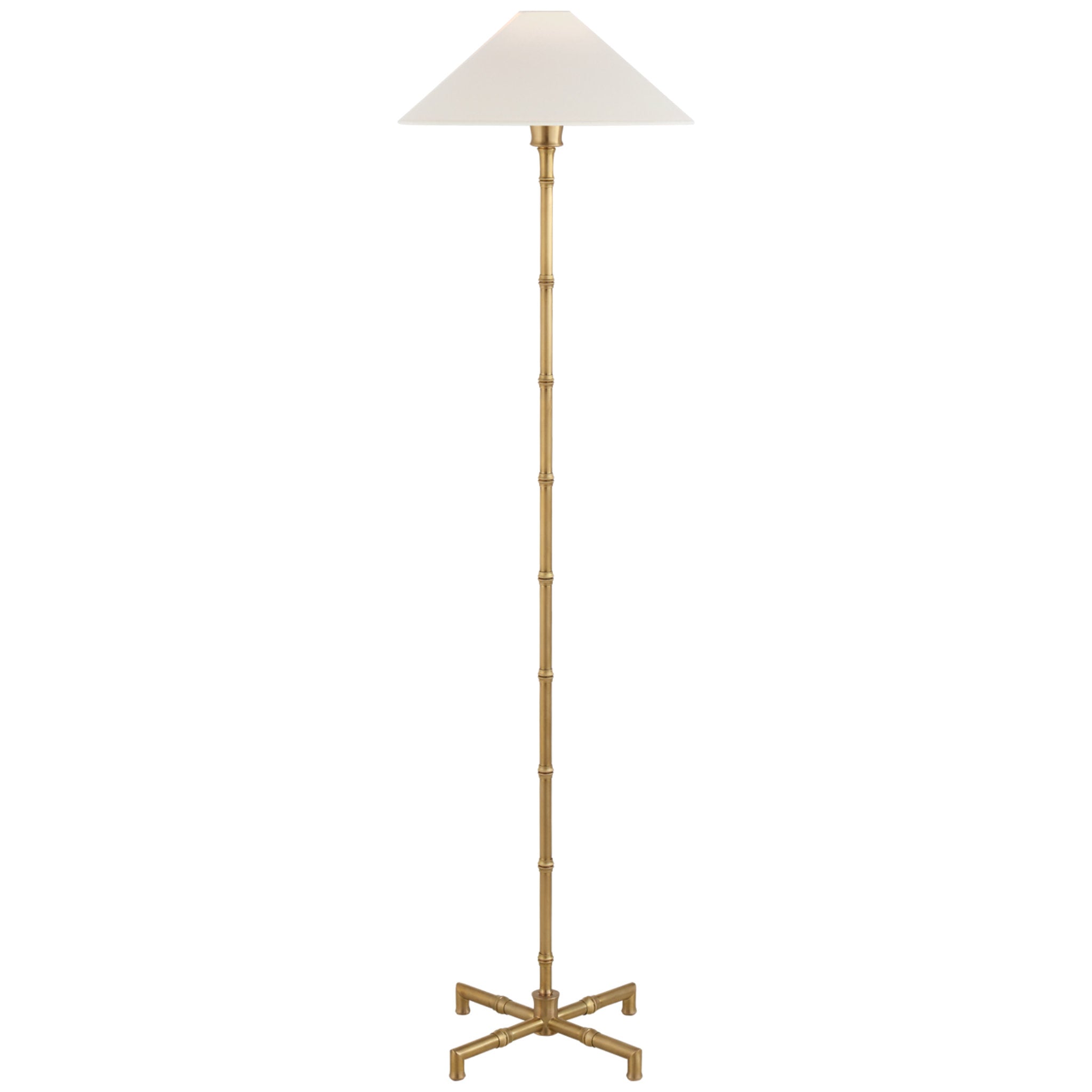 Visual Comfort Grenol Floor Lamp in Hand-Rubbed Antique Brass with Linen Shade