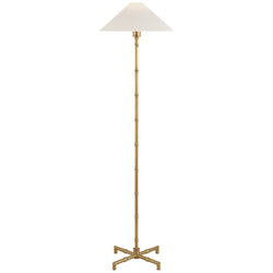 Studio VC Grenol Floor Lamp in Hand-Rubbed Antique Brass with Linen Shade