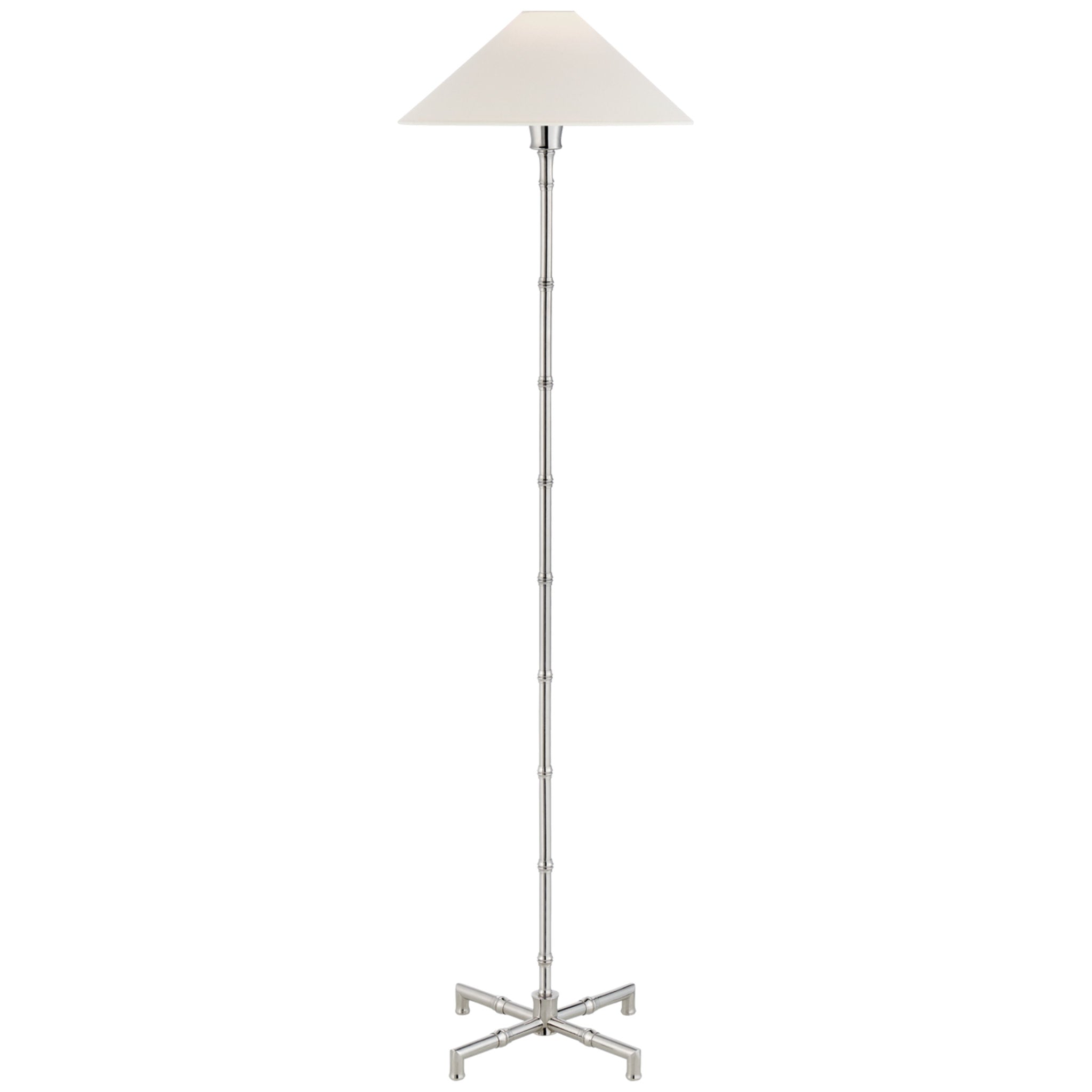 Visual Comfort Grenol Floor Lamp in Polished Nickel with Linen Shade