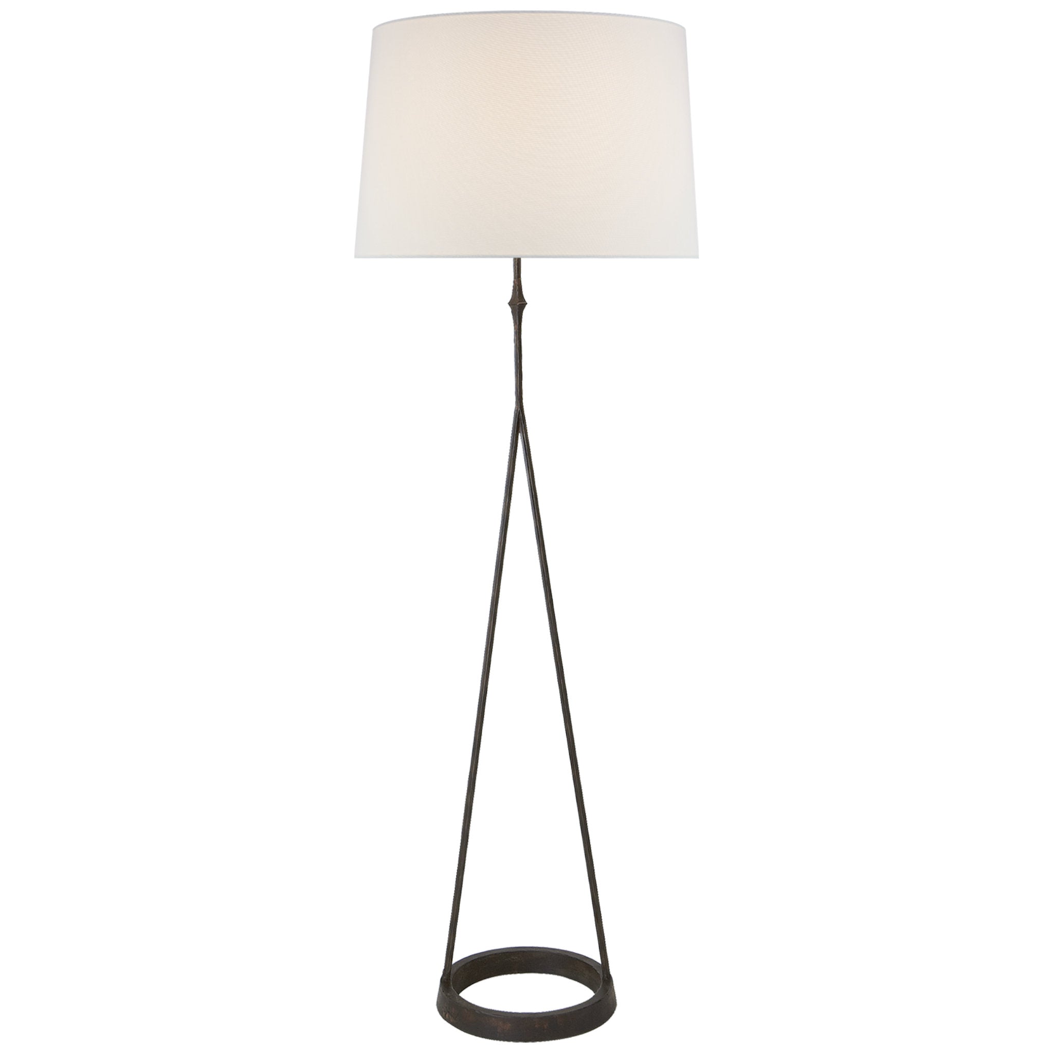 Visual Comfort Dauphine Floor Lamp in Aged Iron with Linen Shade