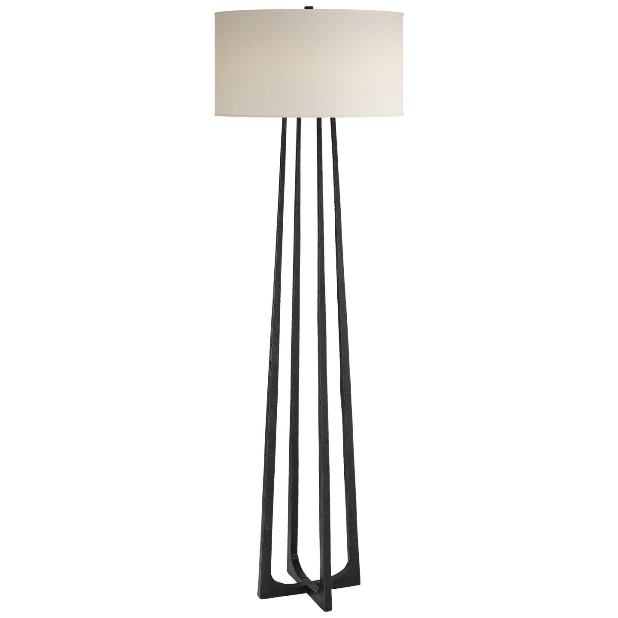 Ian K. Fowler Scala Large Hand-Forged Floor Lamp in Aged Iron with Natural Percale Shade