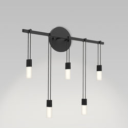Sonneman S1N18K-JFXXXX62-RP02 Suspenders 18" Staggered Bar Sconce with Etched Chiclet Luminaires in Satin Black
