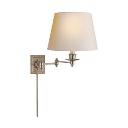 Studio VC Triple Swing Arm Wall Lamp in Antique Nickel with Natural Paper Shade
