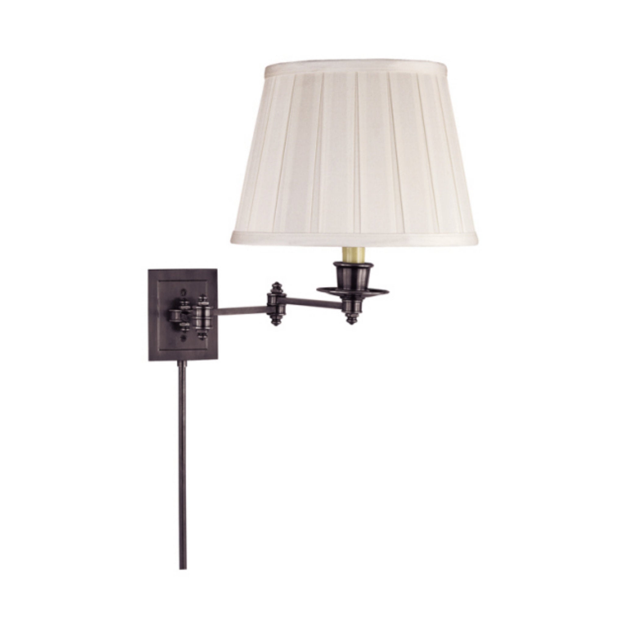 Visual Comfort Triple Swing Arm Wall Lamp in Bronze with Silk Shade