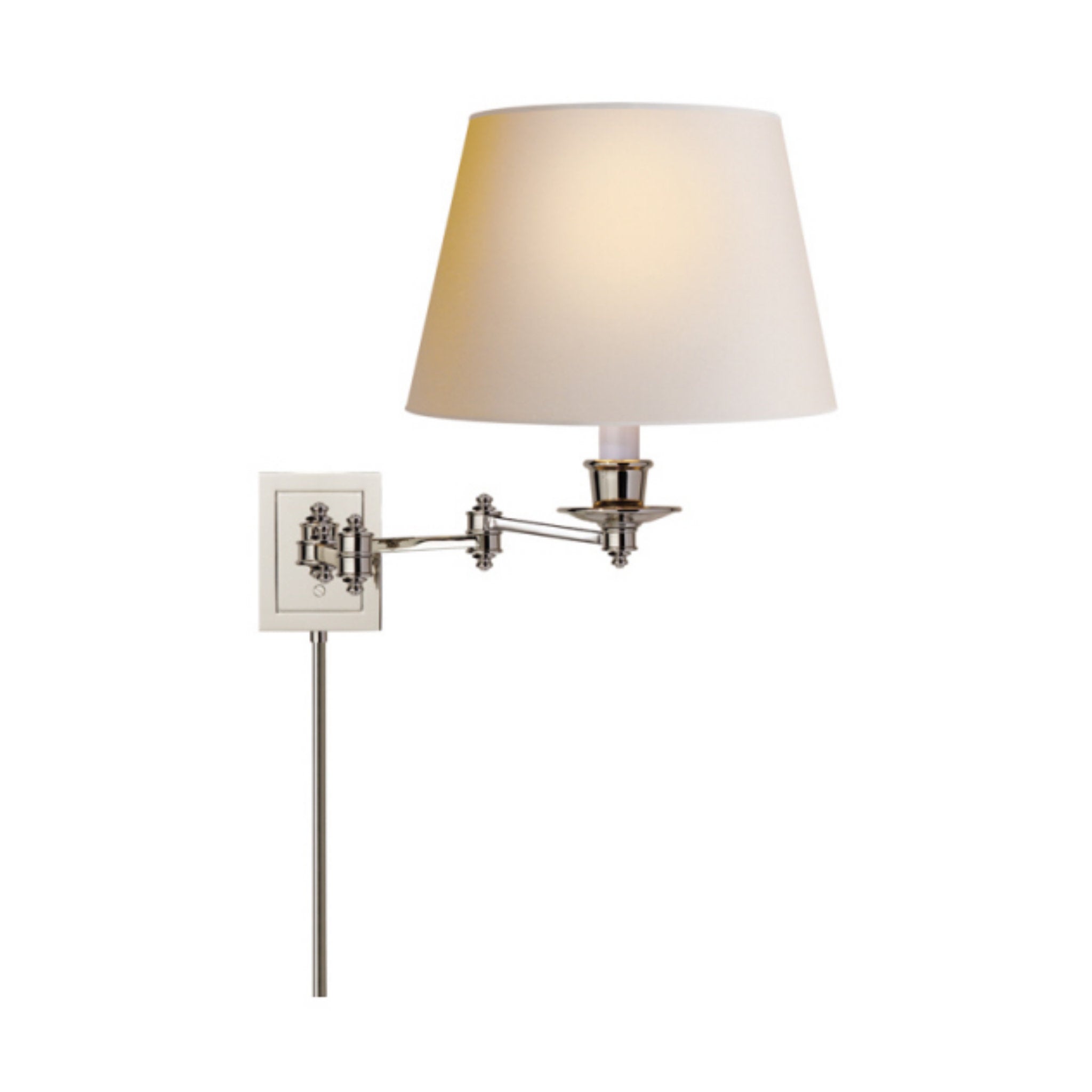 Visual Comfort Triple Swing Arm Wall Lamp in Polished Nickel with Natural Paper Shade