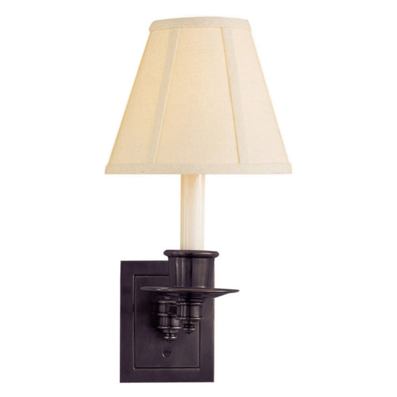 Studio VC Single Swing Arm Sconce in Bronze with Linen Shade