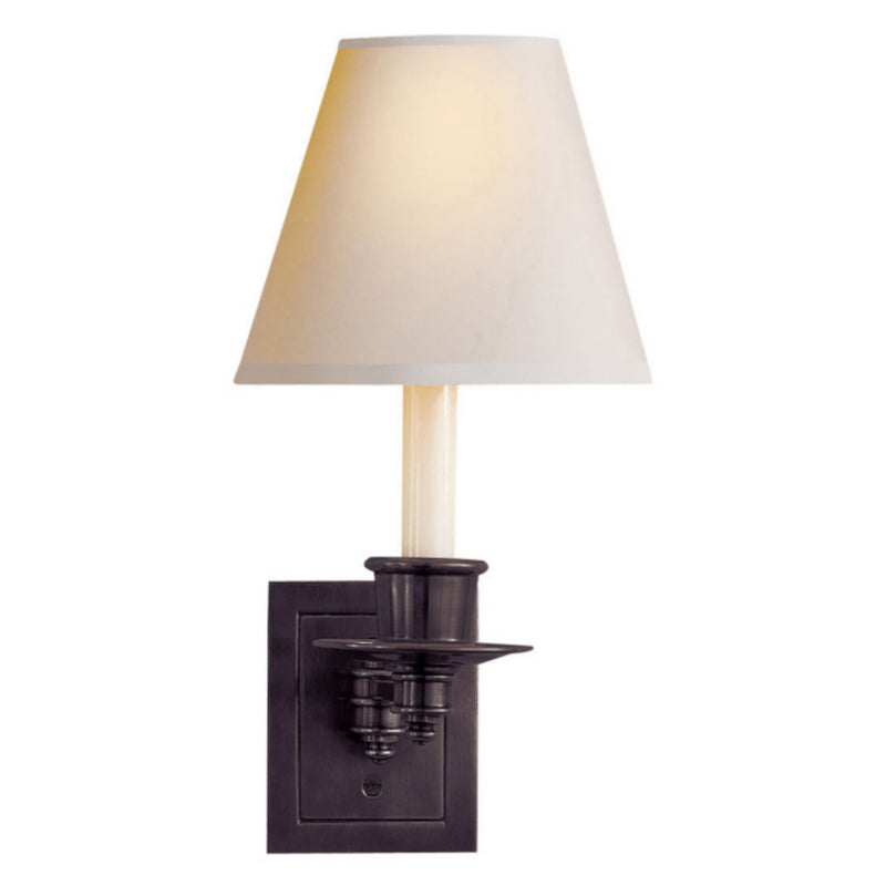 Studio VC Single Swing Arm Sconce in Bronze with Natural Paper Shade