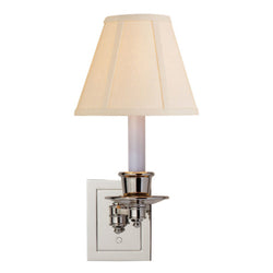 Studio VC Single Swing Arm Sconce in Polished Nickel with Linen Shade