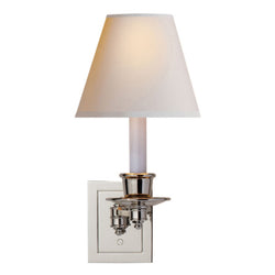 Studio VC Single Swing Arm Sconce in Polished Nickel with Natural Paper Shade