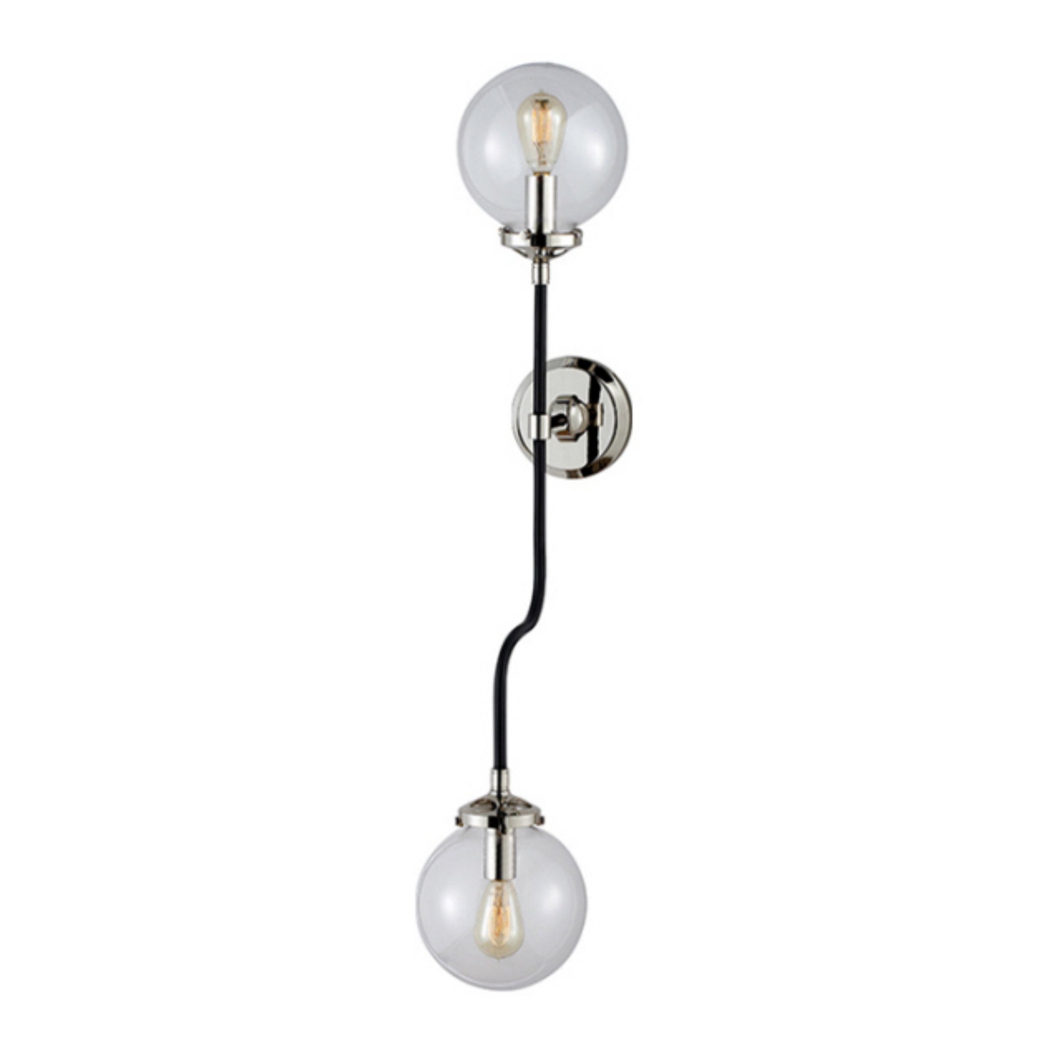 Ian K. Fowler Bistro Double Wall Sconce in Polished Nickel with Clear Glass