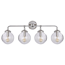 Ian K. Fowler Bistro Four Light Bath Sconce in Polished Nickel with Clear Glass