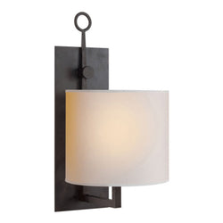 Ian K. Fowler Aspen Iron Wall Lamp in Black Rust with Natural Paper Shade