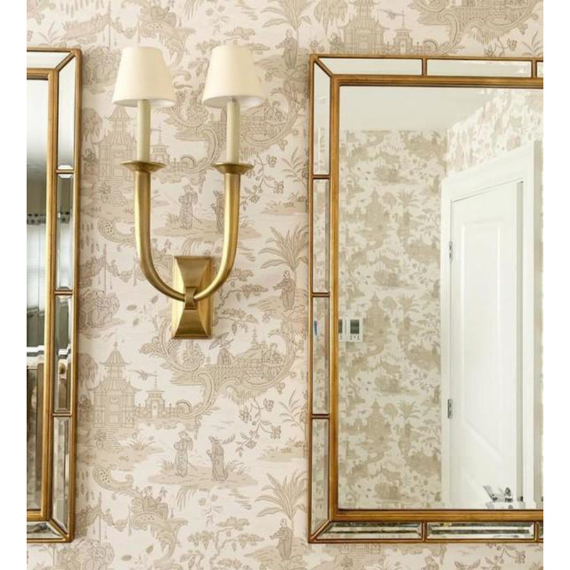Studio VC Architectural Wall Sconce in Hand-Rubbed Antique Brass with Natural Paper Shade
