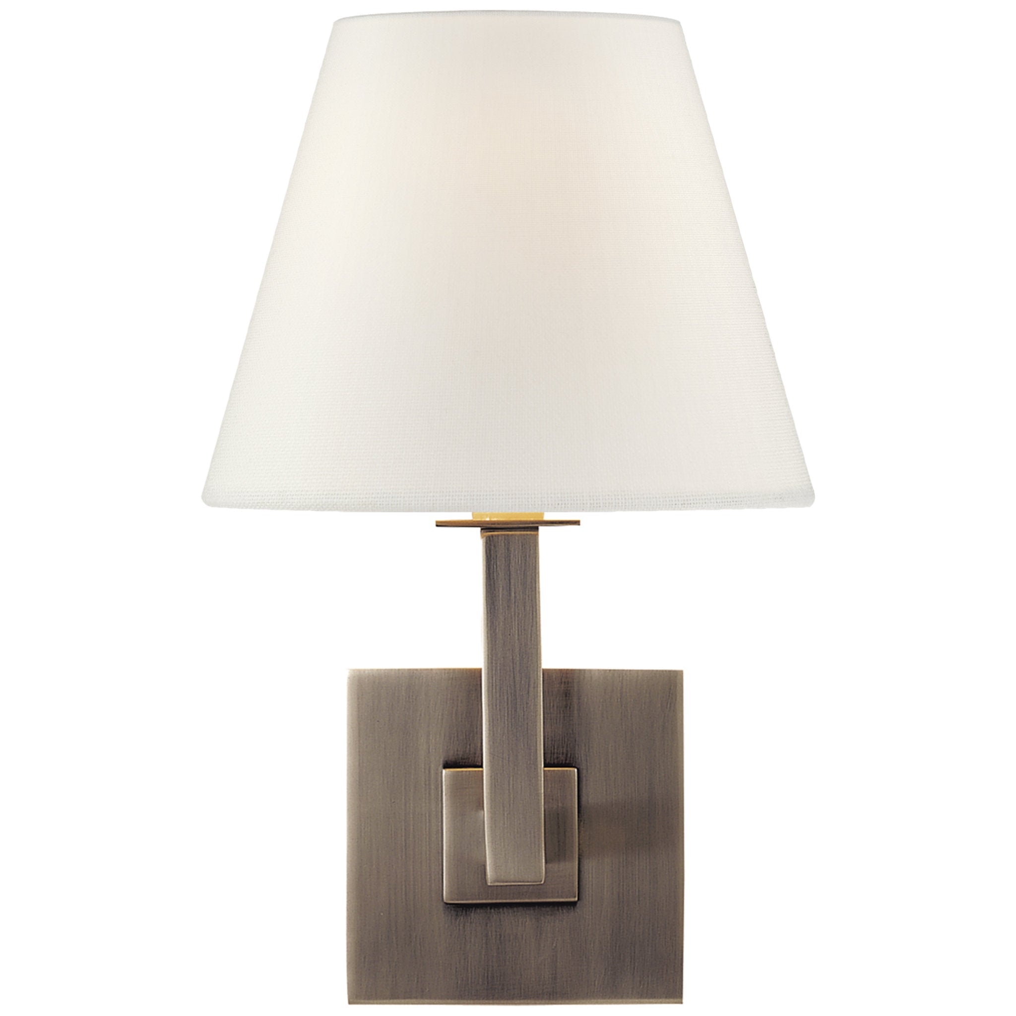 Visual Comfort Architectural Wall Sconce in Brushed Steel with Linen Shade Wall Light W7" x H13.5"