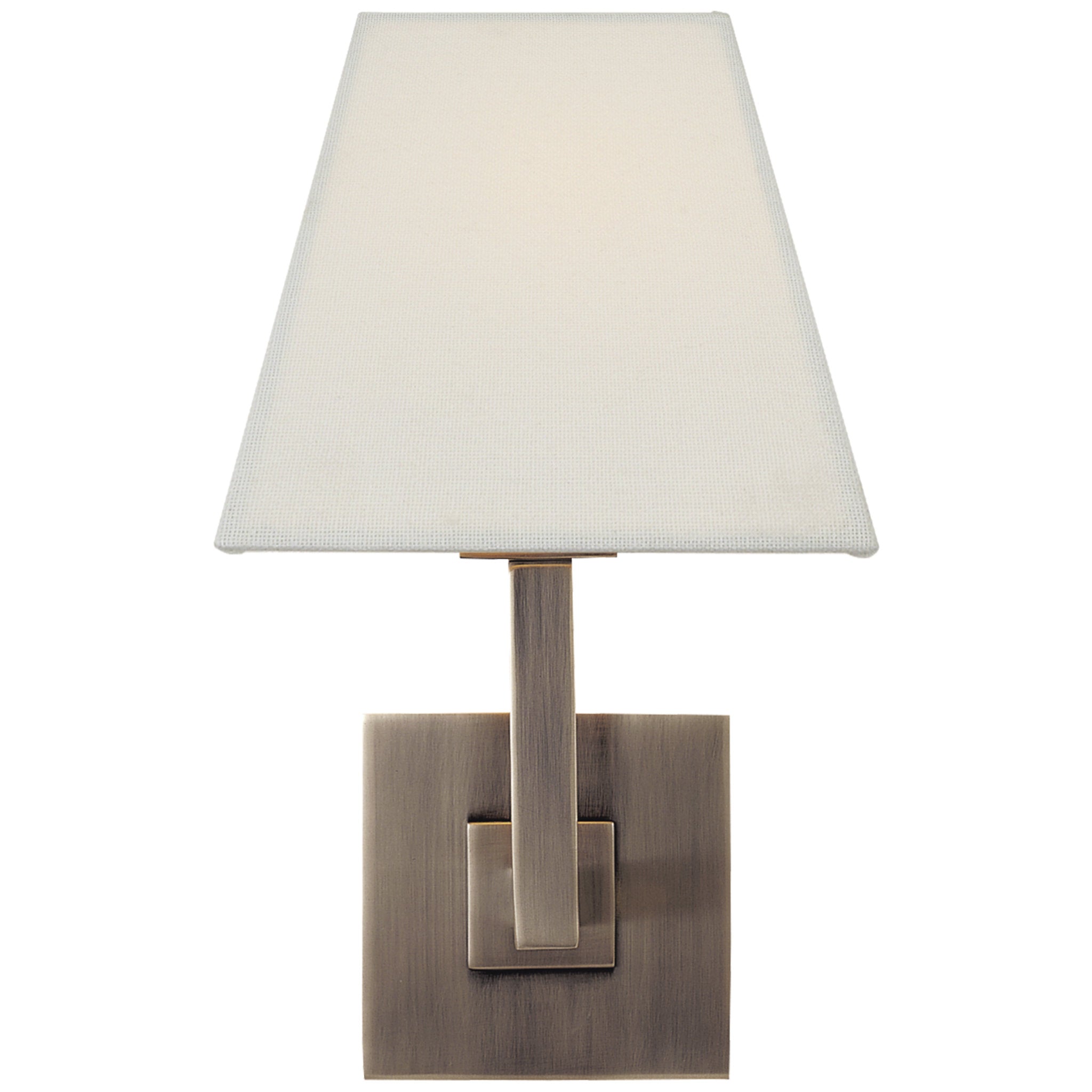 Visual Comfort Architectural Wall Sconce in Brushed Steel with Square Linen Shade Wall Light W7" x H13.5"